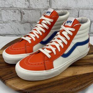 Vans Sk8-Hi Reissue Vlt Lx Mens 10 White Orange Blue Skateboarding Shoes
